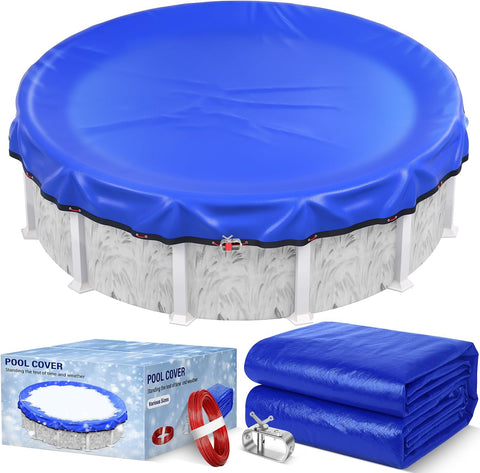 18FT Round Winter Pool Cover 500D Extra Thick Above Ground Pool Cover Blue
