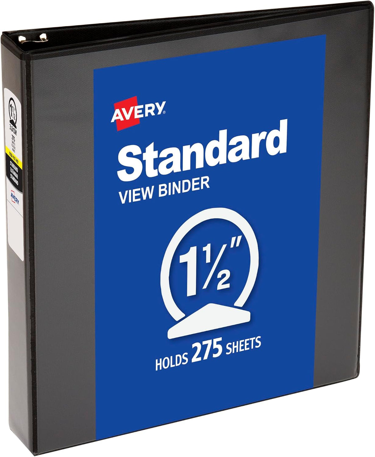 Avery® Standard View 3 Ring Binder, 1.5" Round Rings, 1 Black Binder