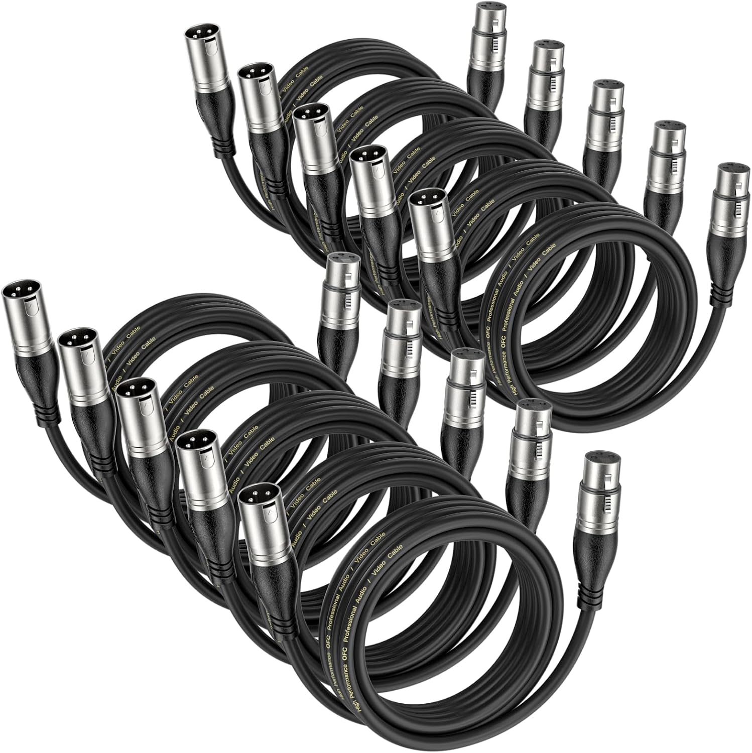 XLR Cable 25ft 10 Packs Microphone Cable with 3-Pin XLR Male to Female