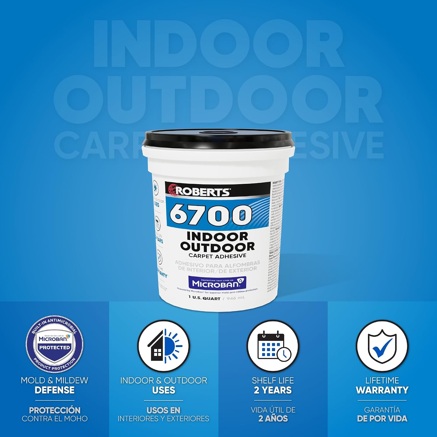 ROBERTS 6700-0 1 Quart Indoor/Outdoor Carpet/Artificial Turf Adhesive