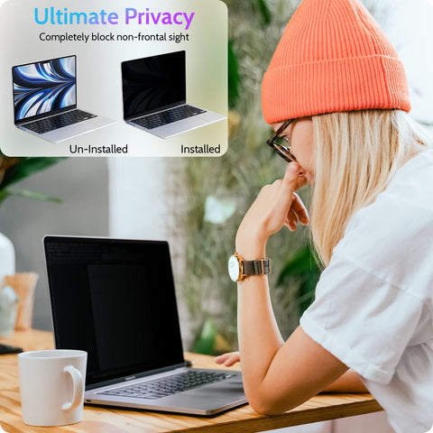 Peslv Magnetic Privacy Screen Compatible With MacBook Air 15 Inch (2023-2024, M2 M3 Chip) - A2941 A3114, 15inch Removable Matte Anti Blue Light Glare Filter for Mac Air 15.3" Laptop