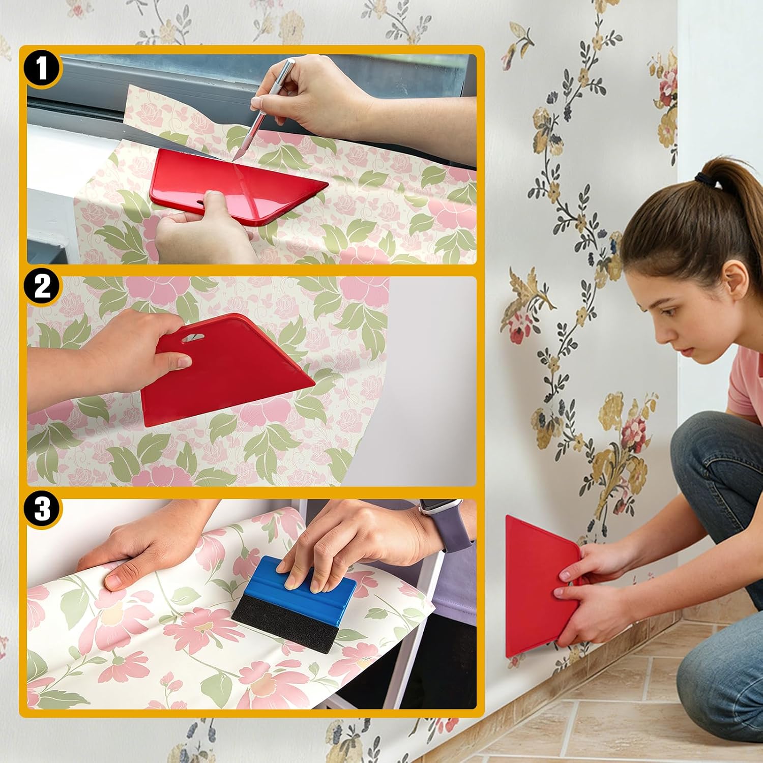 tiptopcarbon Wallpaper Kit Wallpaper Smoothing Tool Wallpaper Tools for Peel and Stick on Contact Paper Hanging Vinyl Backsplash Window Film