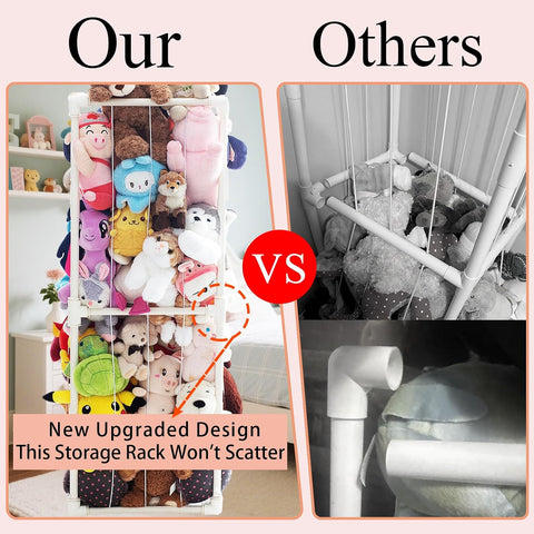 Stuffed Animal Storage Pre-Threaded Bungee Push-Lock Toolless Toy Organizer