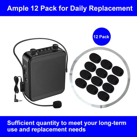 12 Pack Microphone Covers Foam, Noise Reduction Mic Cover, for Lapel and Headset Microphones Windscreen