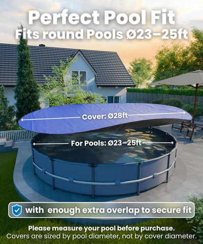 Winter Pool Cover 24 ft Round for Above Ground Pools, Heavy-Duty All-Season