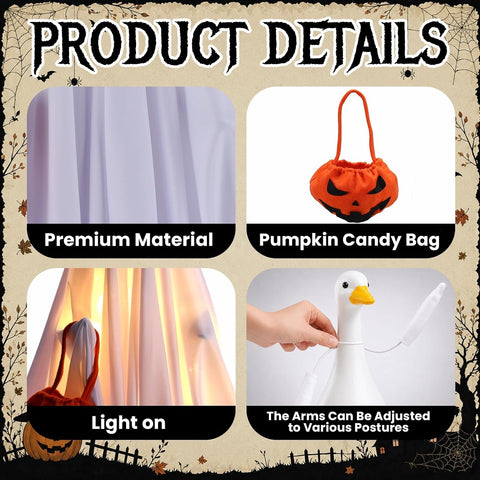 Halloween Lighted Ghost Porch Goose Outfits for 23 Inch Statue