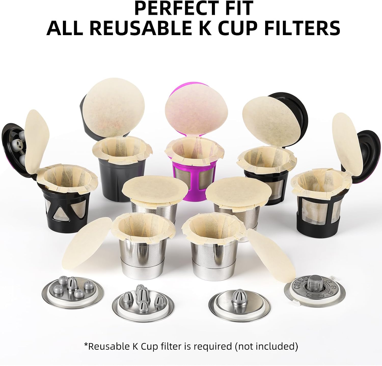 Fanativita 300ct K Cup Coffee Filters with Genius Lid, Unbleached