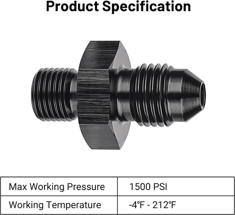 EVIL ENERGY 3AN Male Flare to M8 x 1.0mm Male Metric Fitting Adapter Aluminium Alloy 2PCS