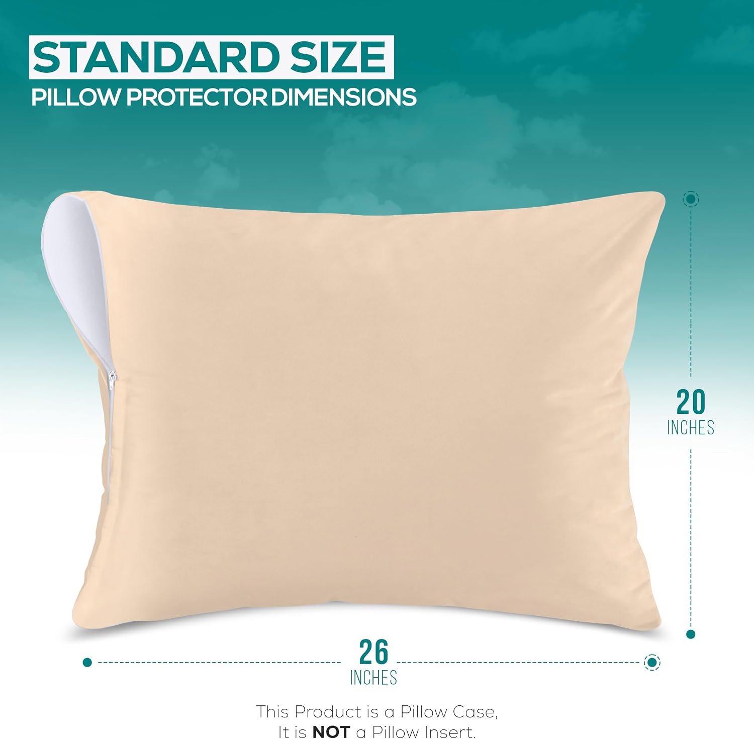 Set of 2 Pillow Protectors with Zipper Standard Size, Pillow Covers