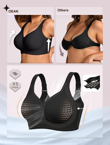 OEAK Womens Wireless Jelly Bras Plus Size Support Push Up Comfortable Bra