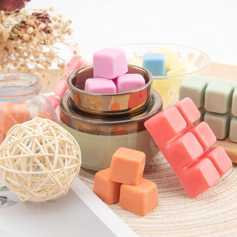 UCC Wax Melts, Soy Wax Cubes Strong Scent Long Lasting Premium Scented Mix Melts Tarts-Rosemary Mint, Rose & Sandalwood, Gold Amber Leaves, Clean Cotton - 4 Pack