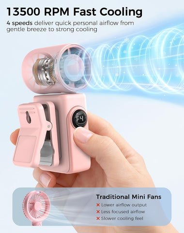 Hotsales Clip-On Portable Fan for Strollers, Handheld Turbo Fan for Travel