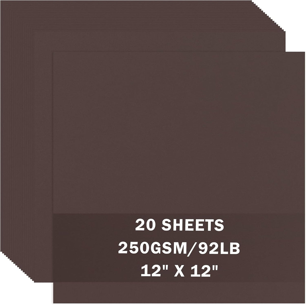 20 Sheets Deep Coffee Brown Cardstock 12" x 12" 92lb Construction Paper