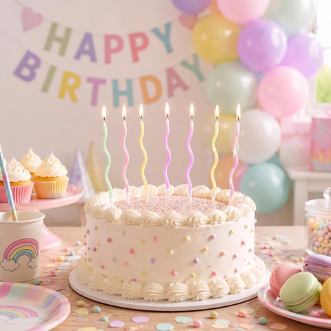 BBTO 12 Pcs Twisted Birthday Candles with Holders, Colorful