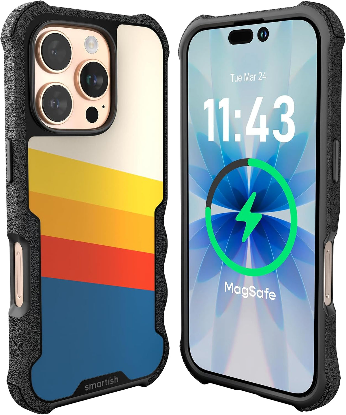Smartish iPhone 16 Pro Case MagSafe, Gripzilla, Heavy Duty Grip, Stripes