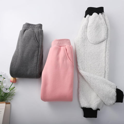 Flygo Girls Boys Fleece Joggers Sherpa Lined Winter Warm Sweatpants