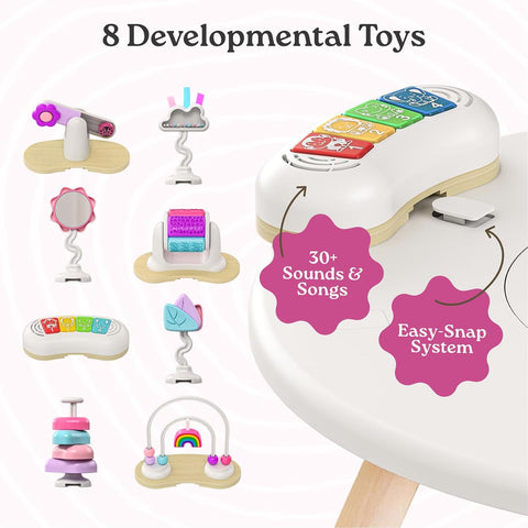 Little Acorn, 4-in-1 Baby Activity Center | Montessori-Inspired Design | 8 Interactive Toys | Tummy Time, Exersaucer & Toddler Table | Shower Gift | Must Have for 3, 6, 12 Month Old (Rainbow)