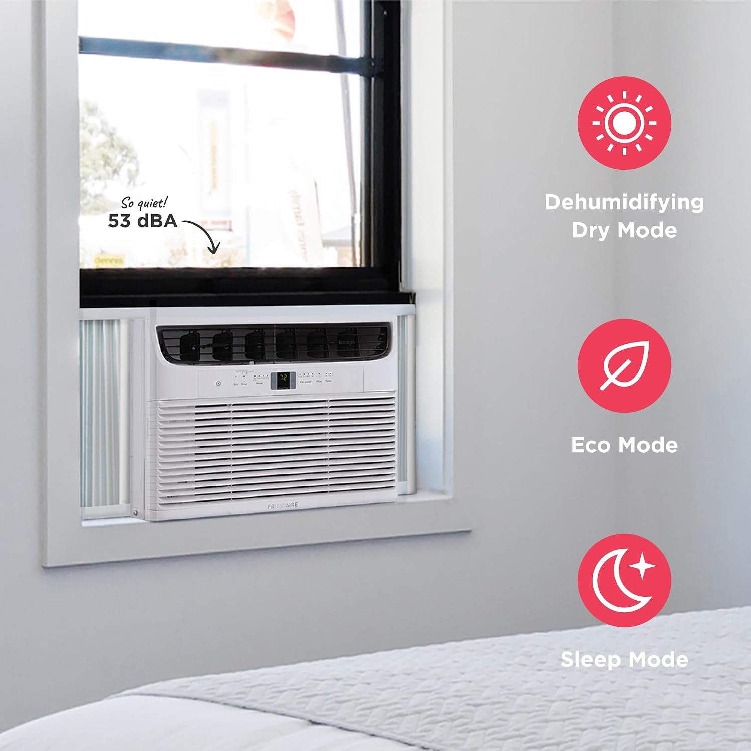 Frigidaire 10,000 BTU Window Air Conditioner with Remote Control, Cools Up to 450 Sq. Ft., Quiet Operation, Eco Mode, 3 Fan Speeds, Auto Restart, White