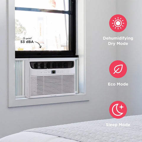Frigidaire 10,000 BTU Window Air Conditioner with Remote Control, Cools Up to 450 Sq. Ft., Quiet Operation, Eco Mode, 3 Fan Speeds, Auto Restart, White