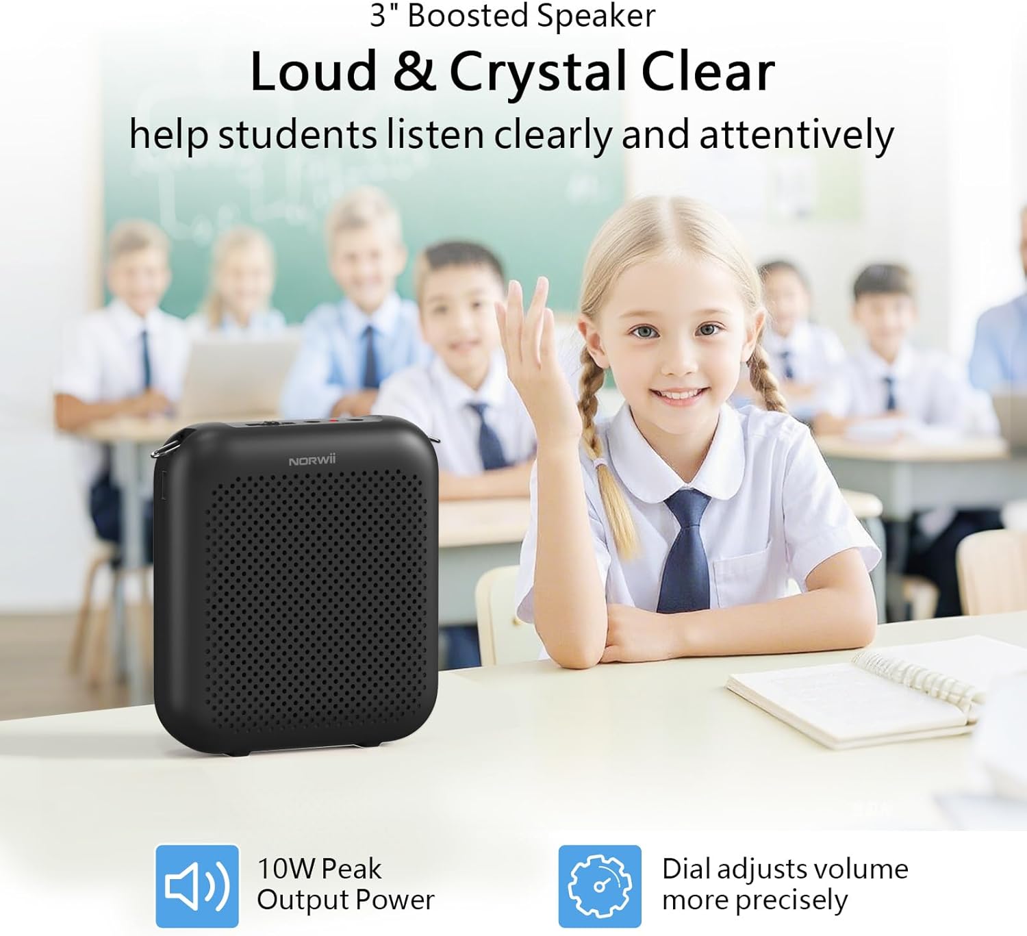 Norwii Bluetooth Voice Amplifier for Teacher with Wired Microphone Headset