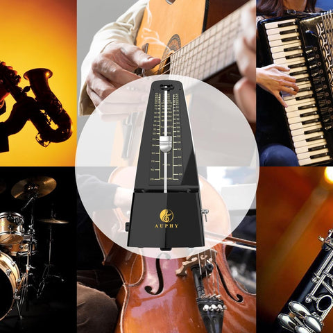 M350 AUPHY Mechanical Metronome with Accent Bell, Classic Shape, Accurate Beat, Multiple Beat Modes, Suitable for Piano Guitar Drums Violin Saxophone etc