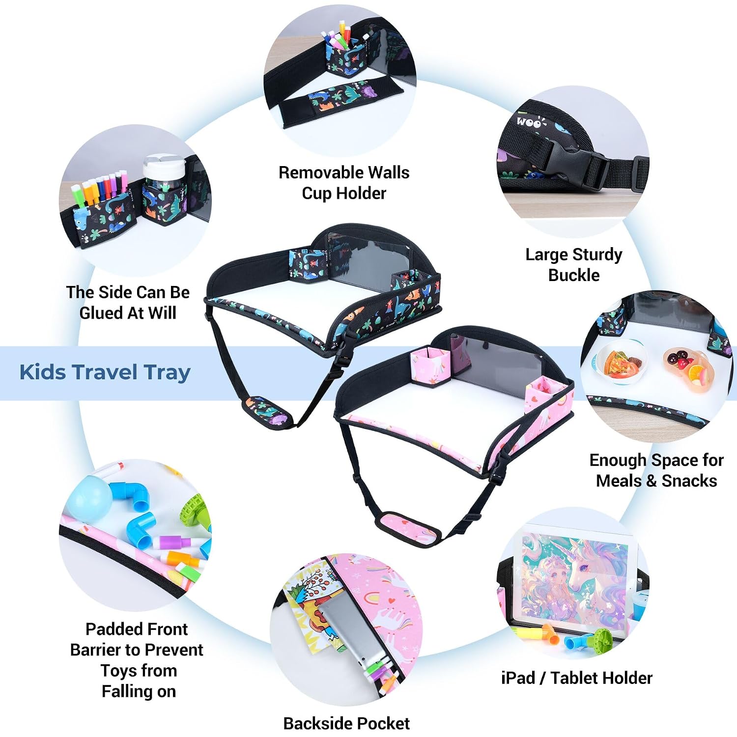 COOLBEBE 2PCS Kids Travel Tray for Toddler Car Seat