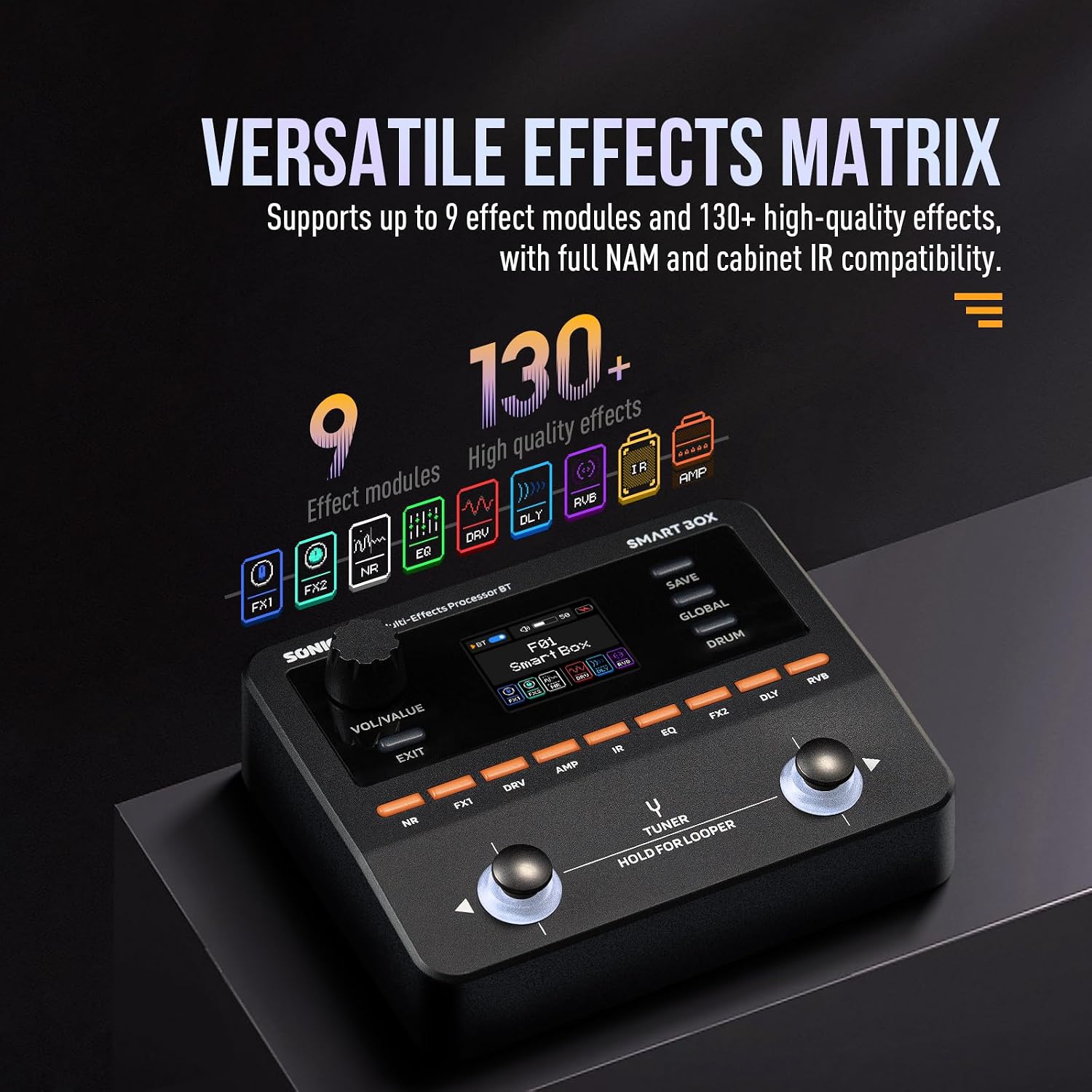 SONICAKE QME-20 Smart Box - Multi Effects Pedal for Guitar 130+ Effects