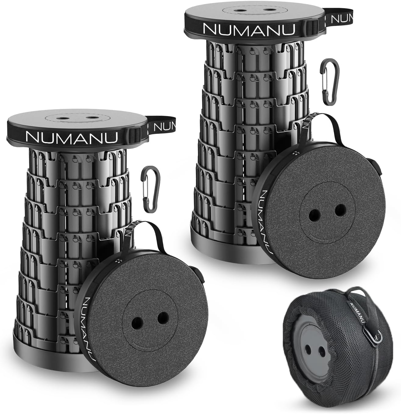 NUMANU Collapsible Stool for Adults 2-Pack, Folding Seat, 620 lbs, 18in
