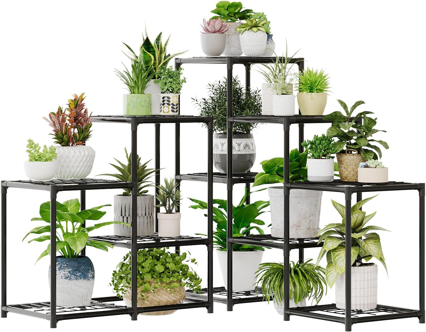 Bamworld Corner Plant Stand Indoor Metal Plant Shelf 5-Tier