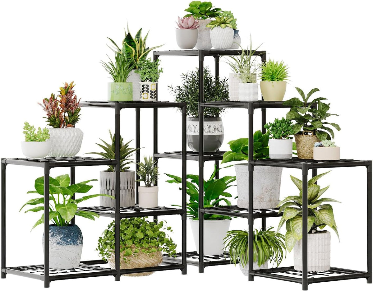 Bamworld Corner Plant Stand Indoor Metal Plant Shelf 5-Tier