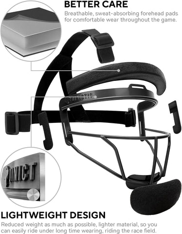 Dinictis Softball Face Mask, Lightweight, Comfortable, with Wide Field Vision, Durable and Safe Face Guards, Premium Protective Softball Fielder's Mask