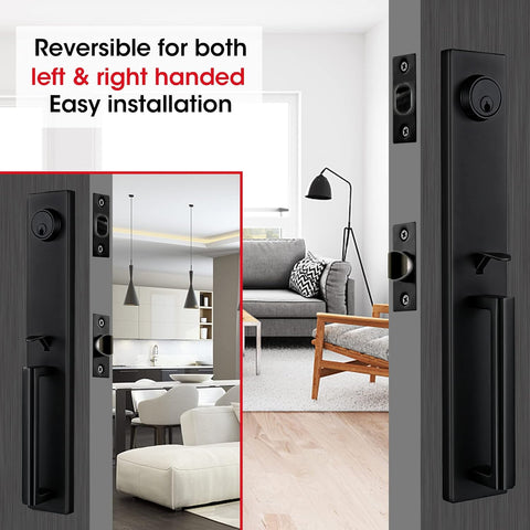TMC Iron Black Front Double Door Handleset (KEYED HANDLESET)