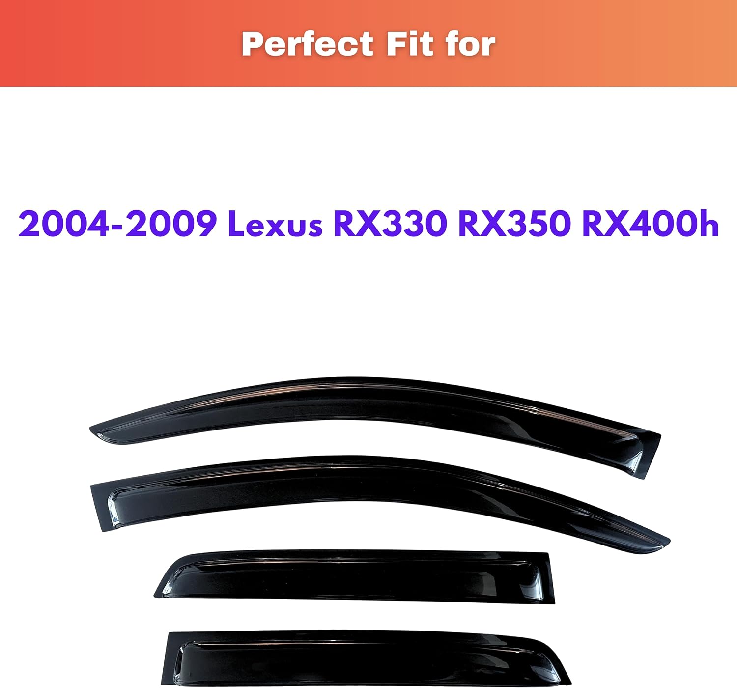 KPY Rain Guards Fit for 2004-2009 Lexus RX330 RX350 RX400h, Out-Channel Window Visors Vent Wind Deflectors 4PC, Car Accessories for 04-09 Lexus RX Series