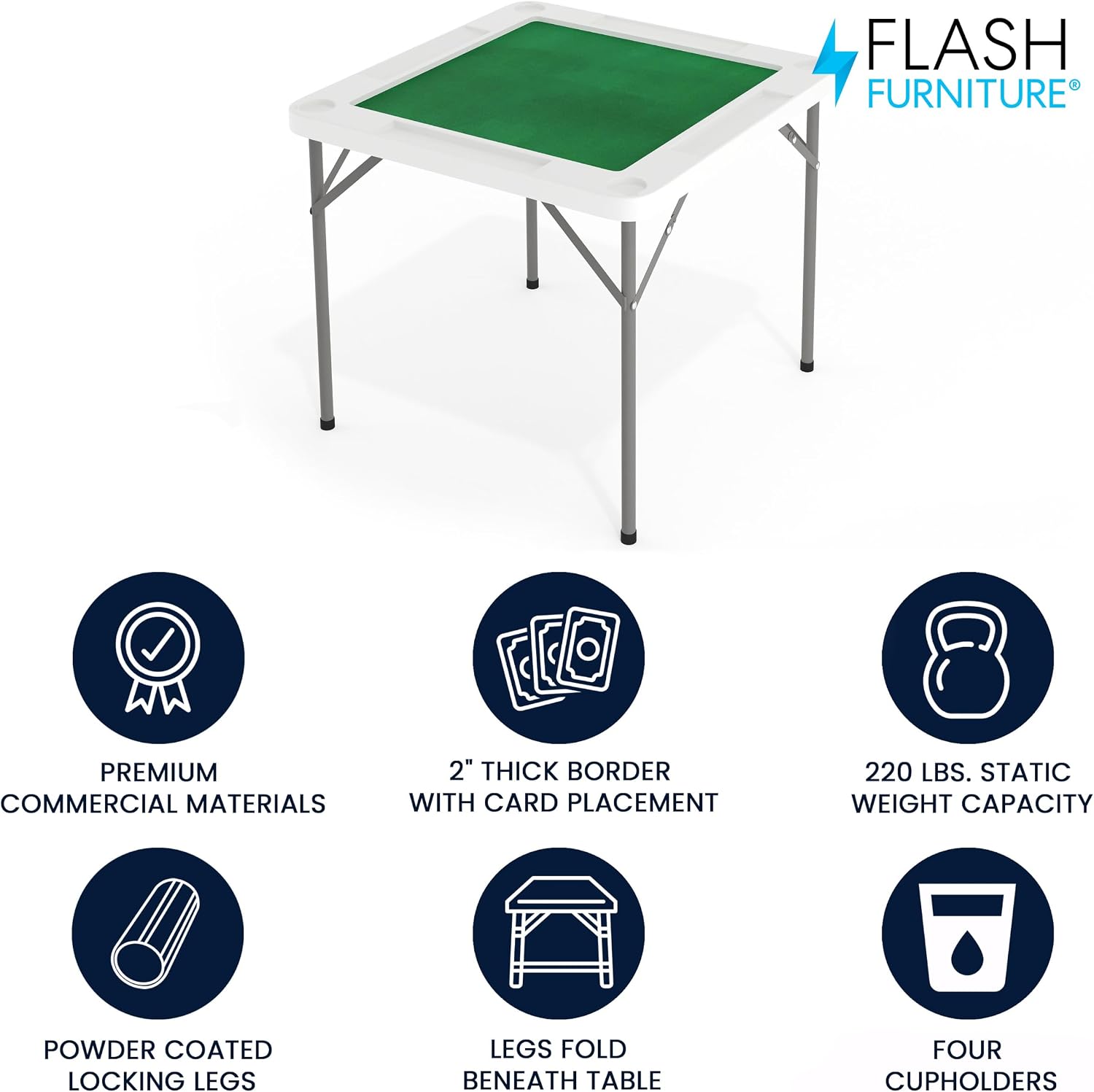 Flash Furniture 34.5" White Folding Card Game Table