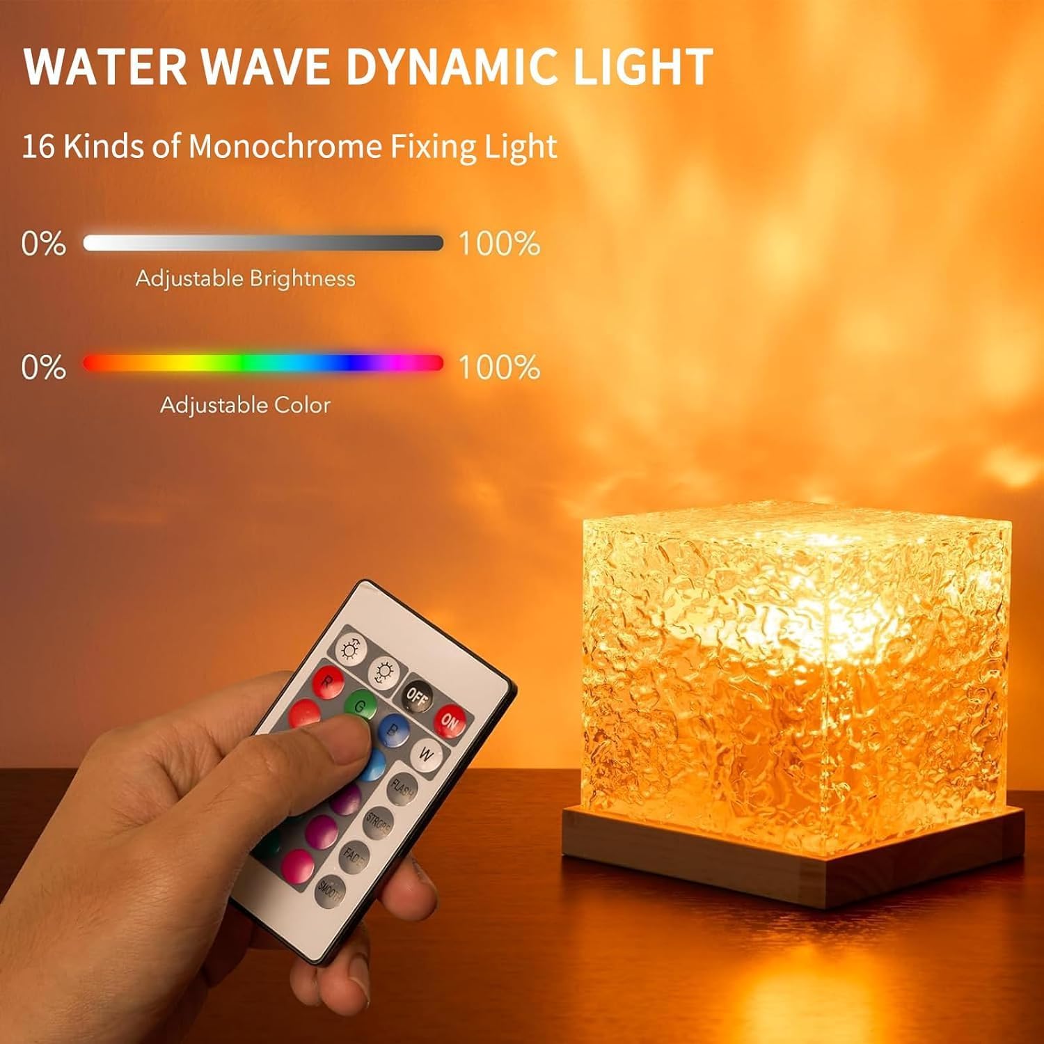 Ocean Wave Projector Light, Rechargeable Shower Light Ocean Lamp 16 Color