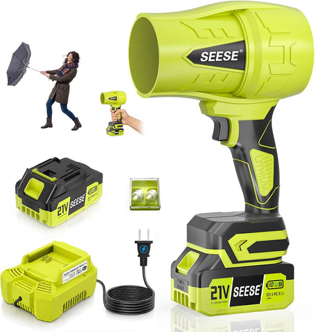 SEESE Turbo Cordless Leaf Blower, 600 CFM Turbo Jet, Lightweight Handheld Blower for Yard Leaves, Wood Shavings, Car Drying with 21V 4.0Ah Battery & Ergonomic Handle, Best Gifts for Husband, Men, Dad