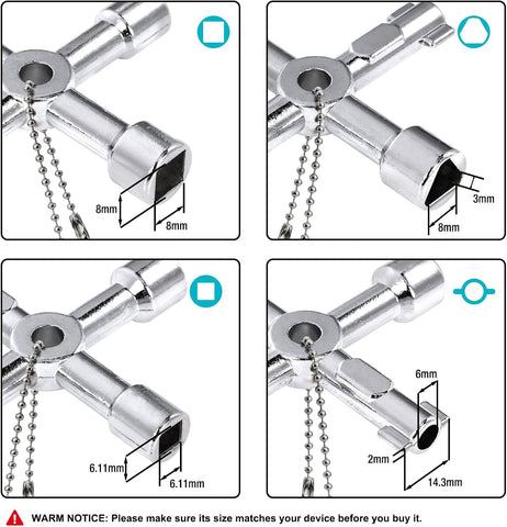 DURATECH 4 Way Sillcock Key Set, 2-Pack, for Valve, Faucet, and Spigots
