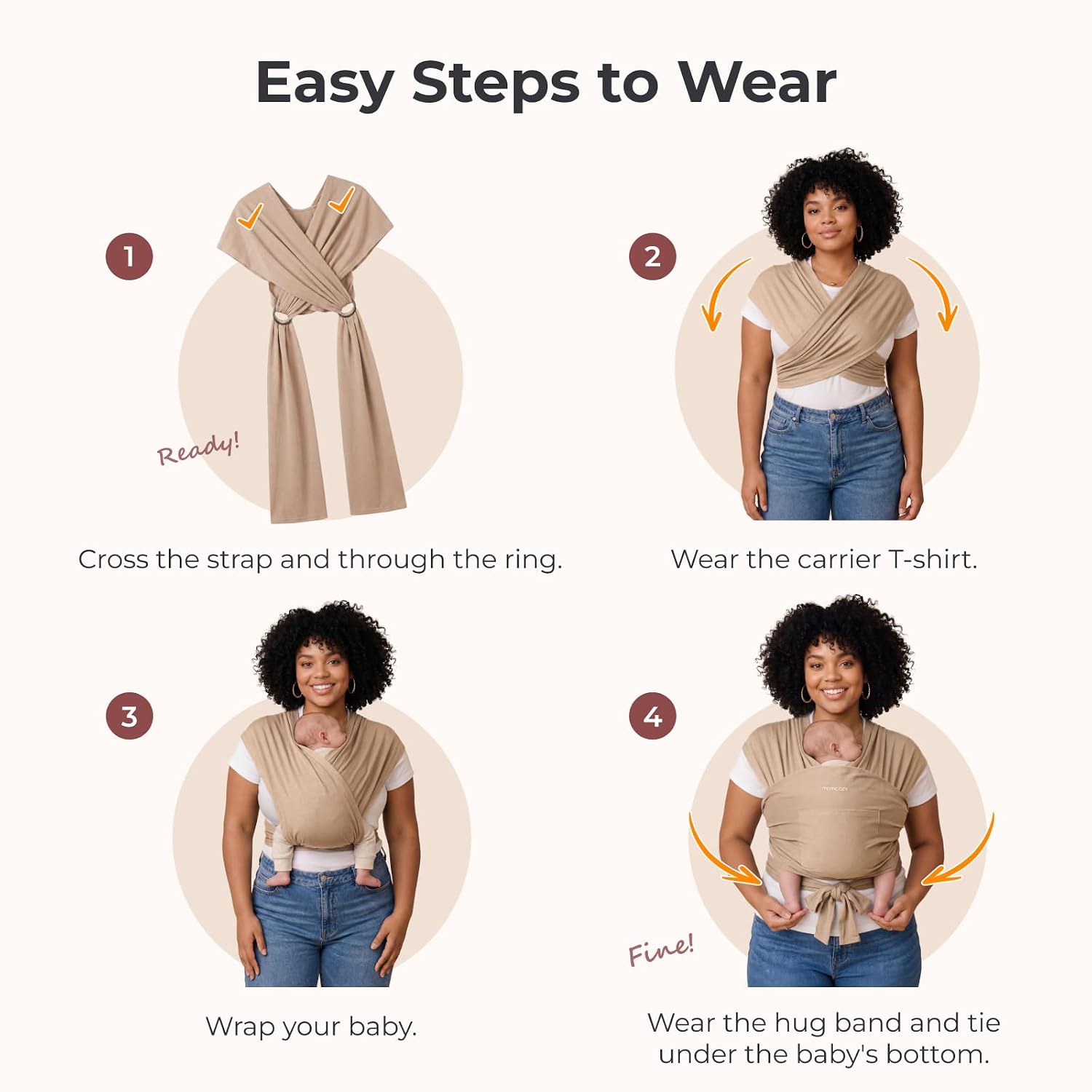 Momcozy Baby Wrap Carrier, Easy-On 2-Piece Design, Newborn to 33 lb