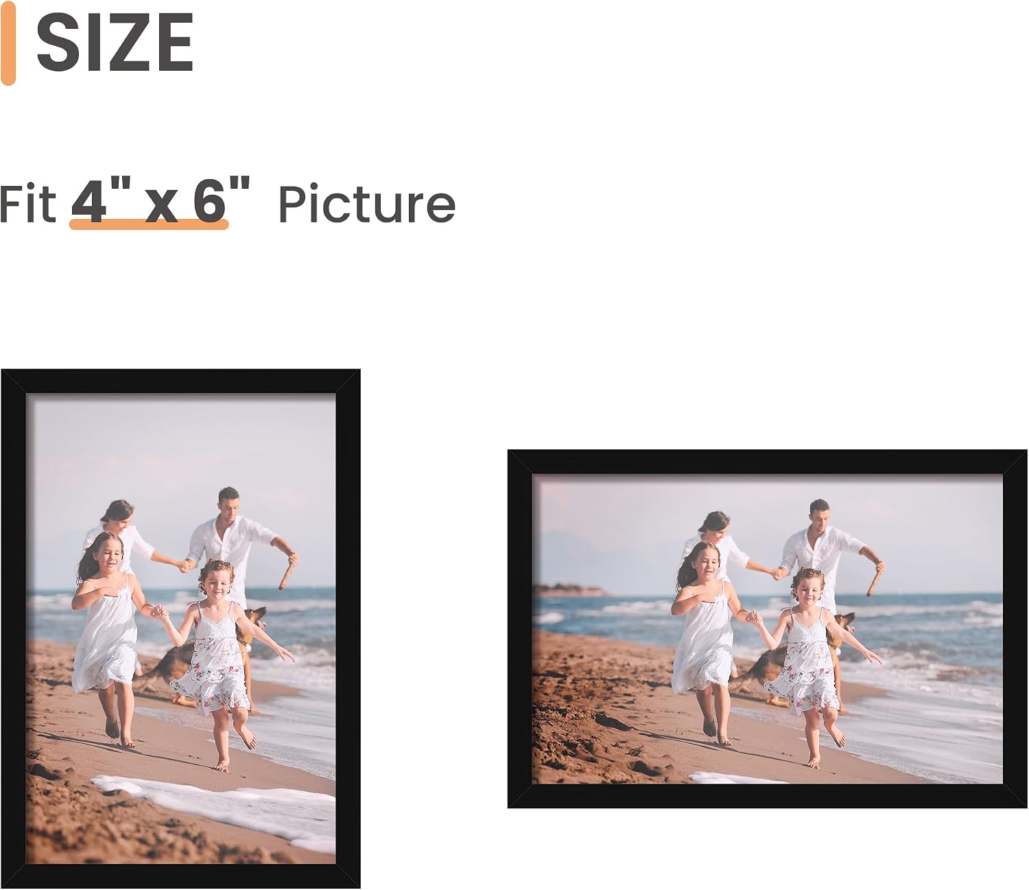 upsimples 4x6 Picture Frame Glass, Thin Border, Black Photo Frames, 3 Pack