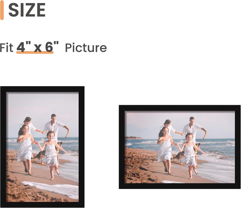 upsimples 4x6 Picture Frame Glass, Thin Border, Black Photo Frames, 3 Pack