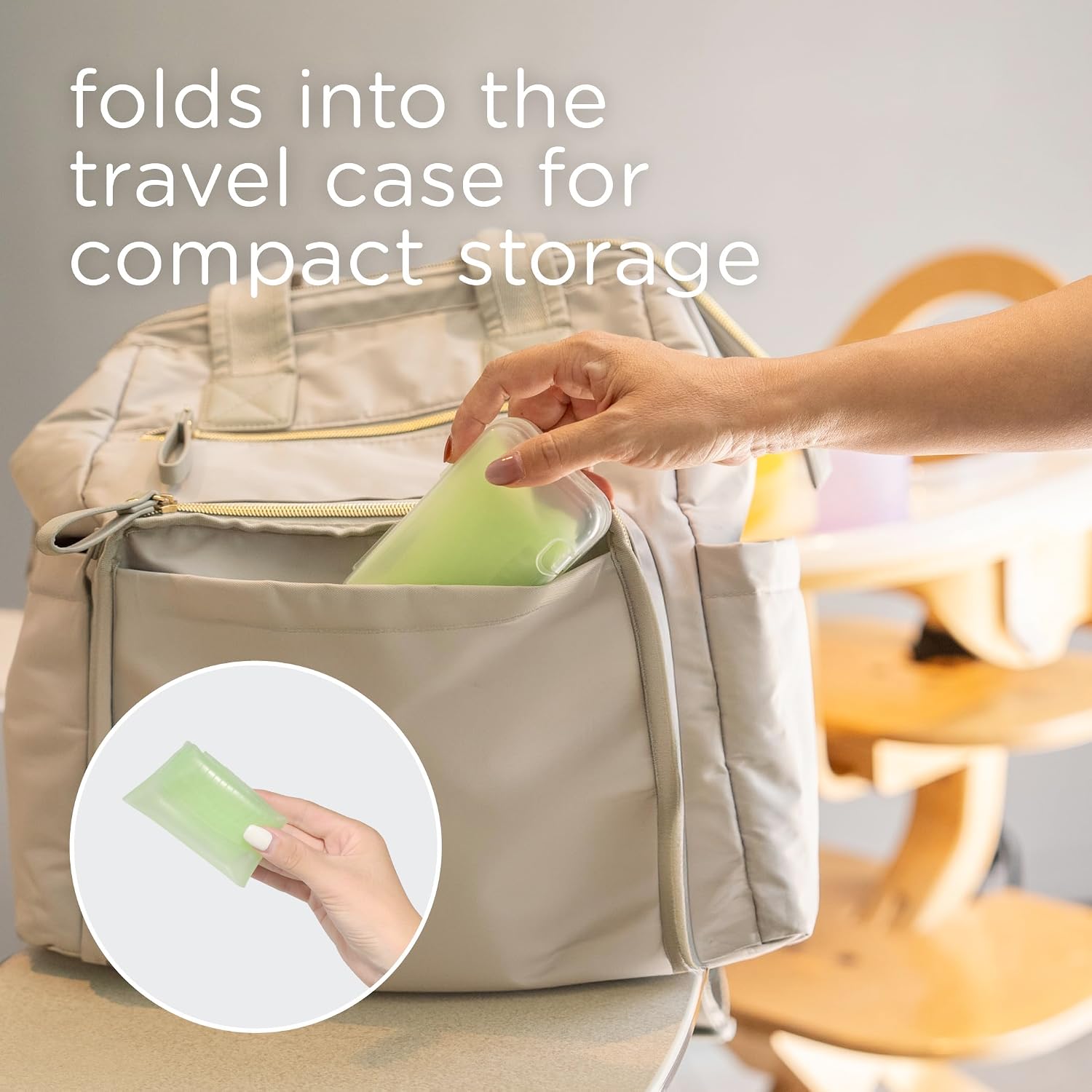 Olababy Fold N Go Silicone Baby Bib w/Travel Case, Waterproof