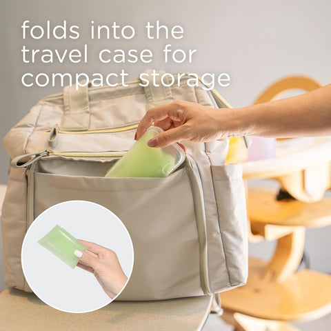 Olababy Fold N Go Silicone Baby Bib w/Travel Case, Waterproof