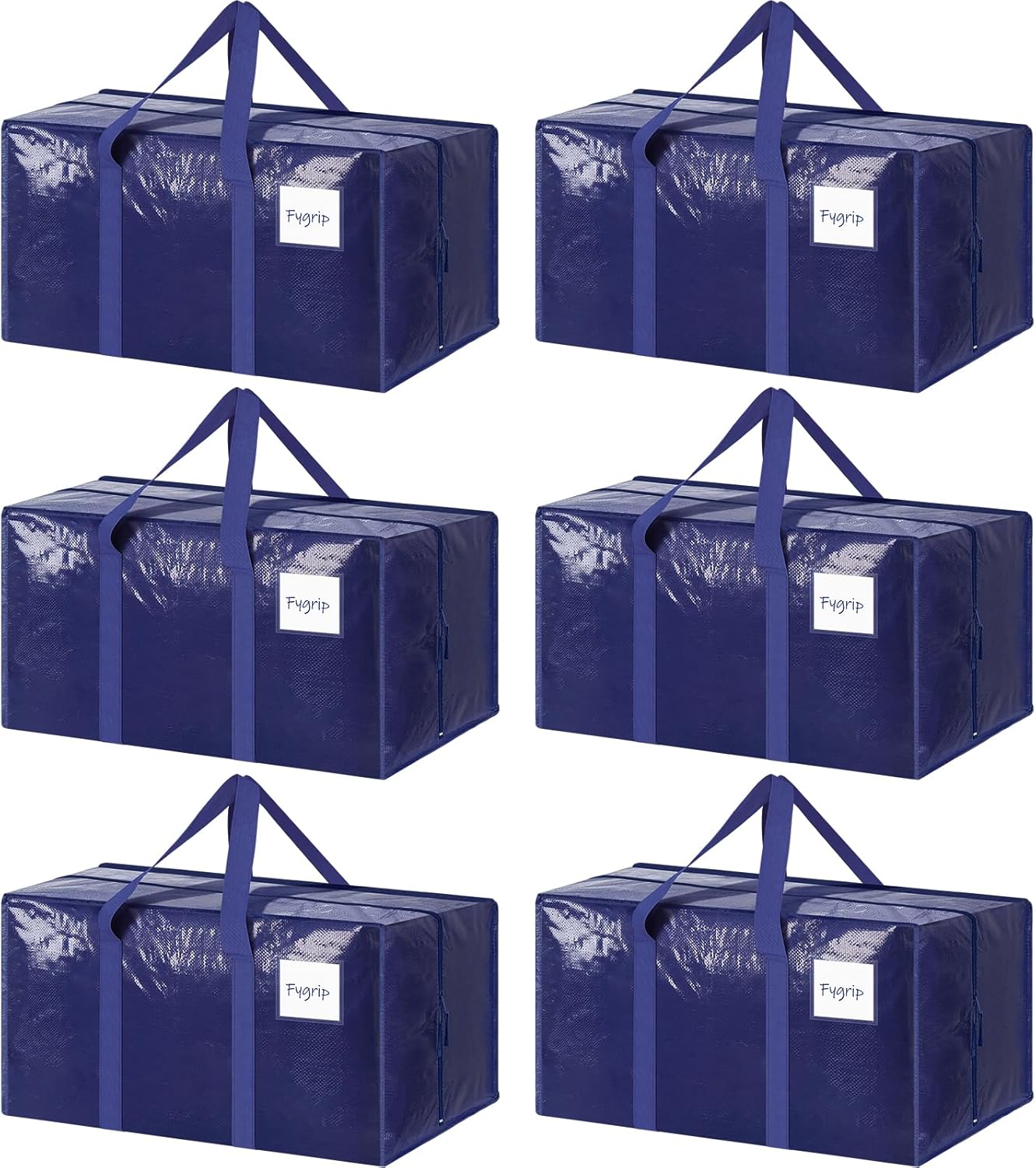 6 Pack Extra Heavy Duty Large Moving Bags with Strong Zipper, Dark Blue