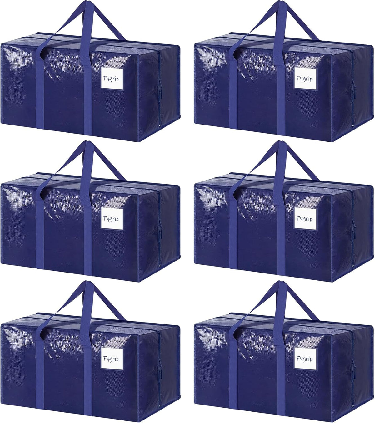 6 Pack Extra Heavy Duty Large Moving Bags with Strong Zipper, Dark Blue