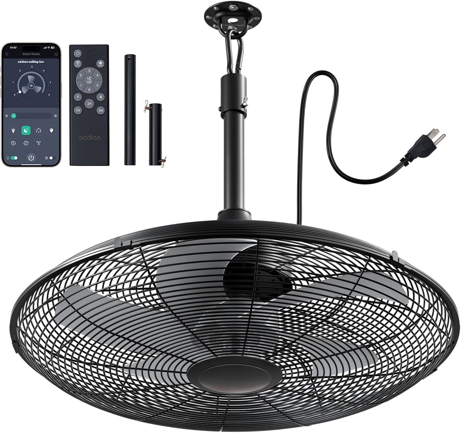 addlon 20 Inch IP65 Plug In Outdoor Fans for Patios, Remote & APP Control