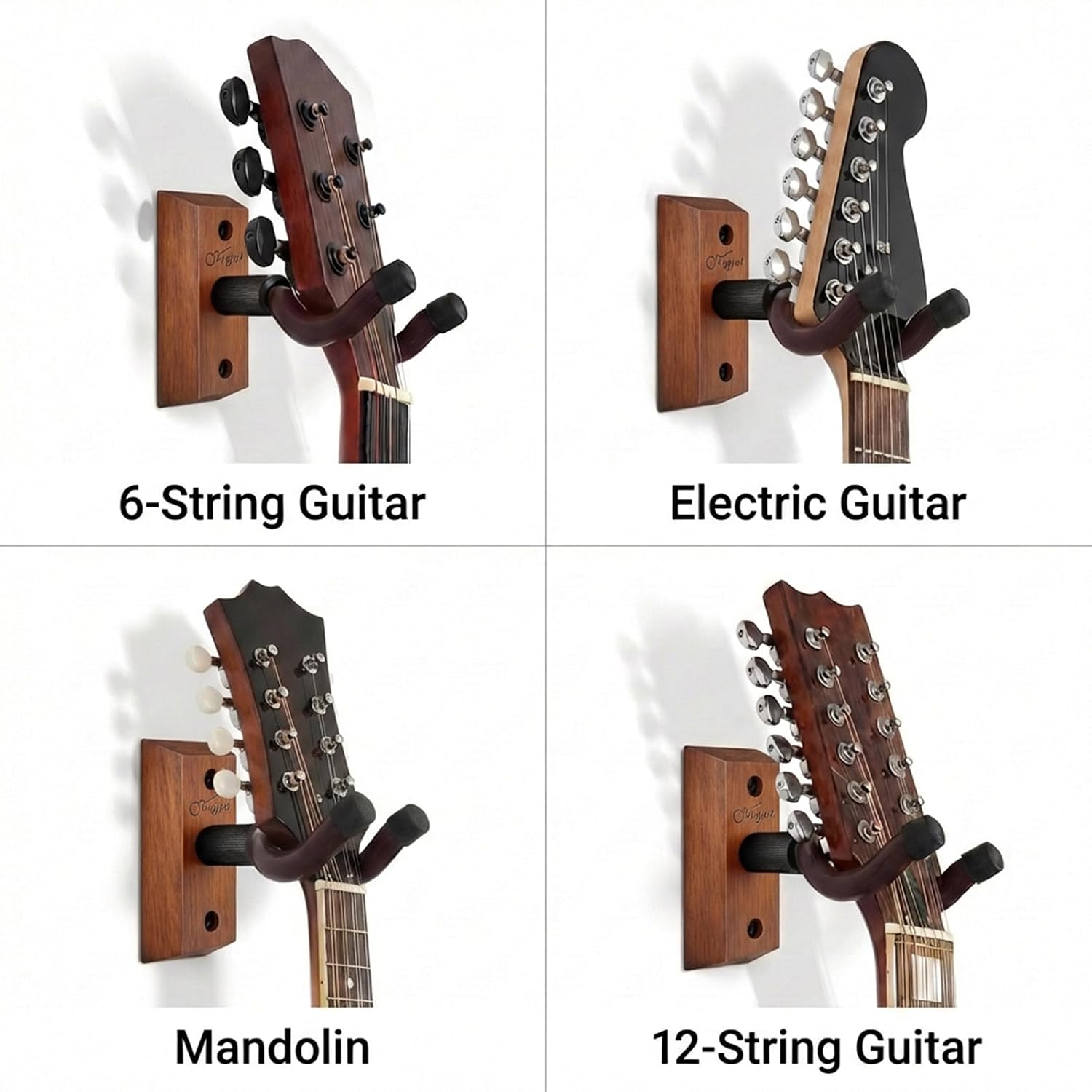 SNIGJAT Guitar Wall Mount 2 Pack, Wood Guitar Hanger Wall Hook with Screws