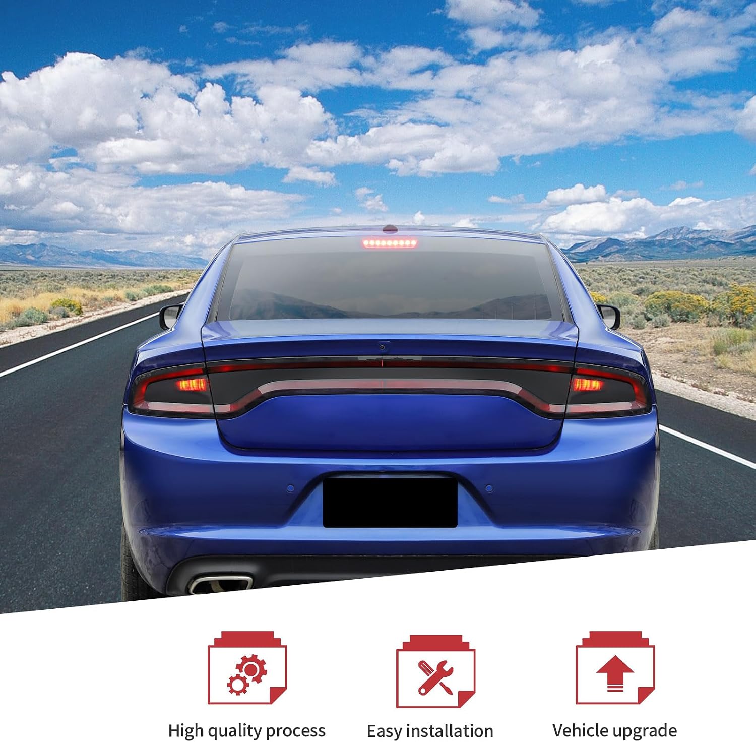 JeCar Tail Light Cover Smoked Tail Light Guard for 2015-2024 Dodge Charger Exterior Accessories