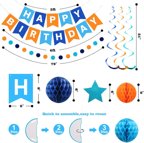 meowtastic Birthday Decorations Happy Birthday Banner with Honeycomb Balls