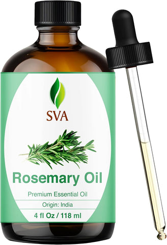 SVA Rosemary Essential Oil, Glass Bottle with Dropper, 4 Fl Oz (118 ml)