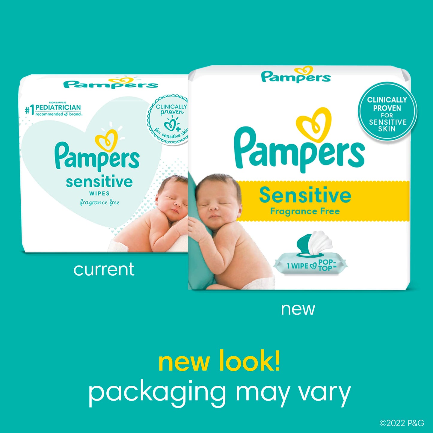 Pampers Baby Wipes Sensitive 3X Pop-Top Packs, 168 Count